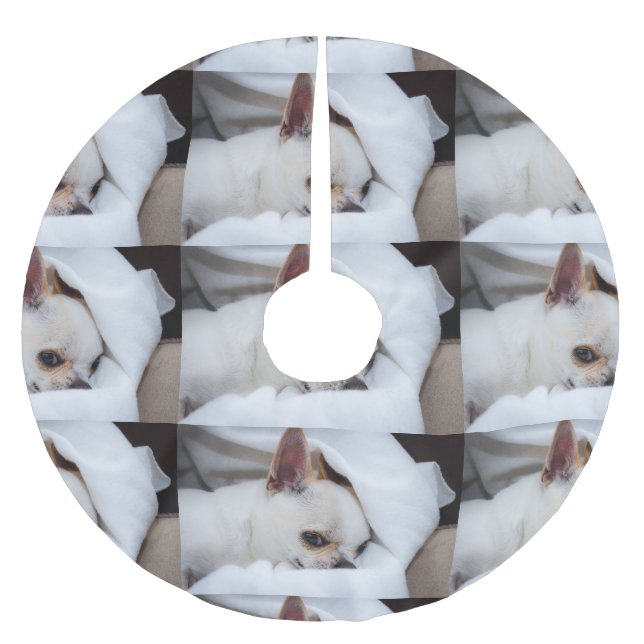 Your pet dog puppy custom photo chihuahua pattern brushed polyester tree skirt (Front)