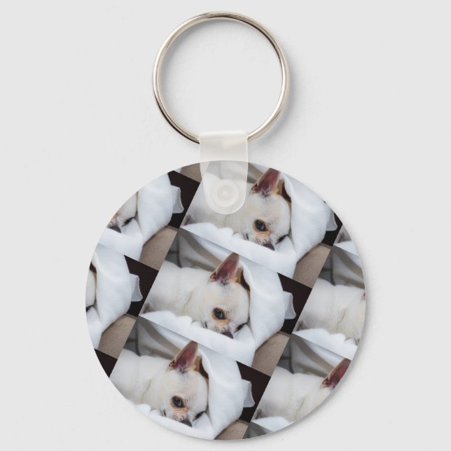 Your pet dog puppy custom photo chihuahua pattern keychain (Front)