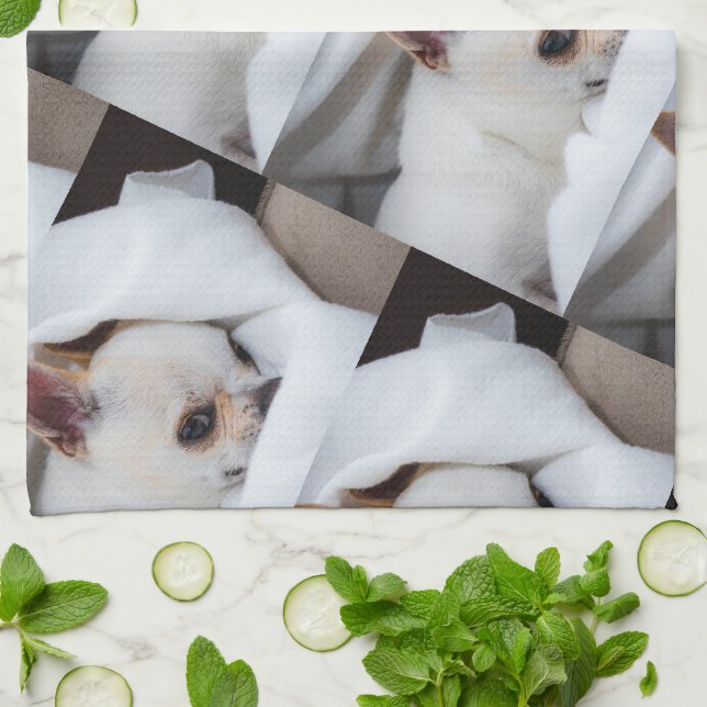 Your pet dog puppy custom photo chihuahua pattern kitchen towel (Folded)