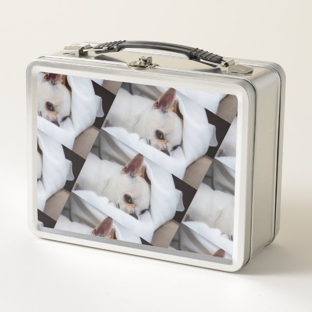 Your pet dog puppy custom photo chihuahua pattern metal lunch box (Front)