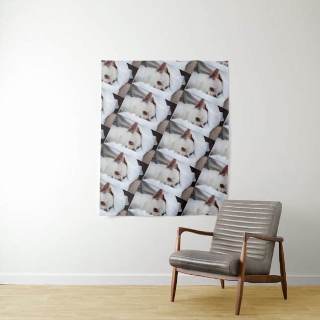 Your pet dog puppy custom photo chihuahua pattern tapestry (In Situ)