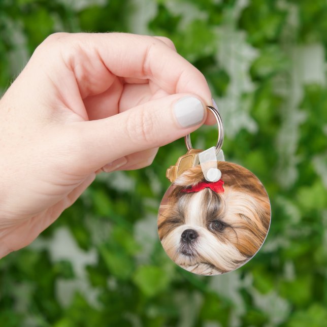 Your pet dog puppy custom photo keychain (Hand)