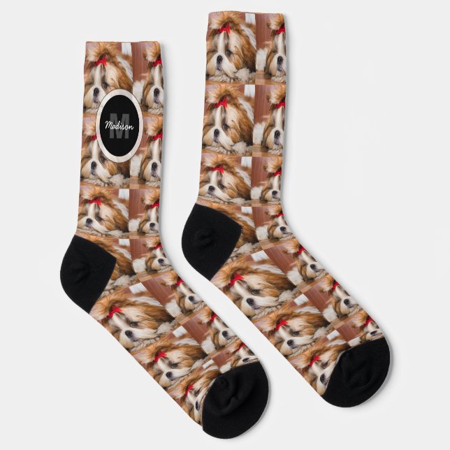 Your pet dog puppy custom photo pattern Monogram Socks (Right)