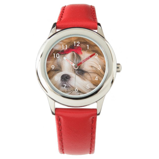 Your pet dog puppy photo clock face watch (Front)