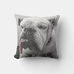 Your pet name, black white coloured eyes and tongu throw pillow