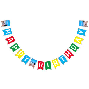 Your Pet Photo Birthday Bunting Flags Personalized