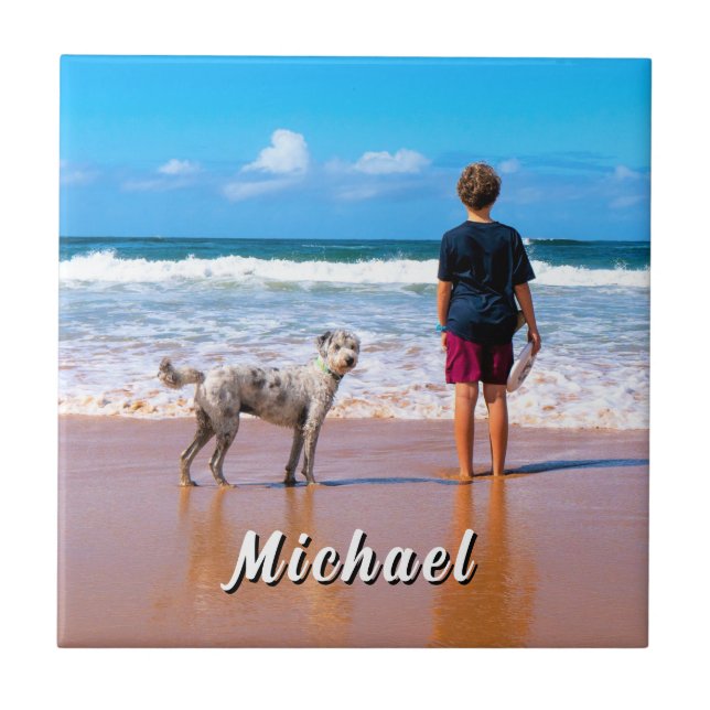 Your Pet Photo Ceramic Tile Gift Personalized Name (Front)