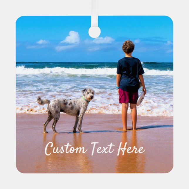 Your Pet Photo Christmas Ornament with Custom Text (Front)