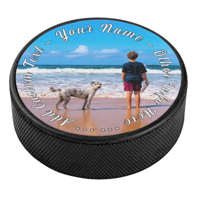 Your Pet Photo Hockey Puck Gift Custom Text Name (3/4/2016 12:00:00 AM)