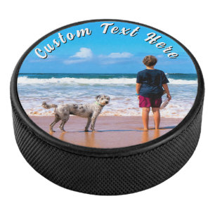 Your Pet Photo Hockey Puck Gift Personalized Text