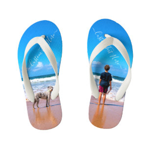 Your Pet Photo Kid's Flip Flops Personalized Text