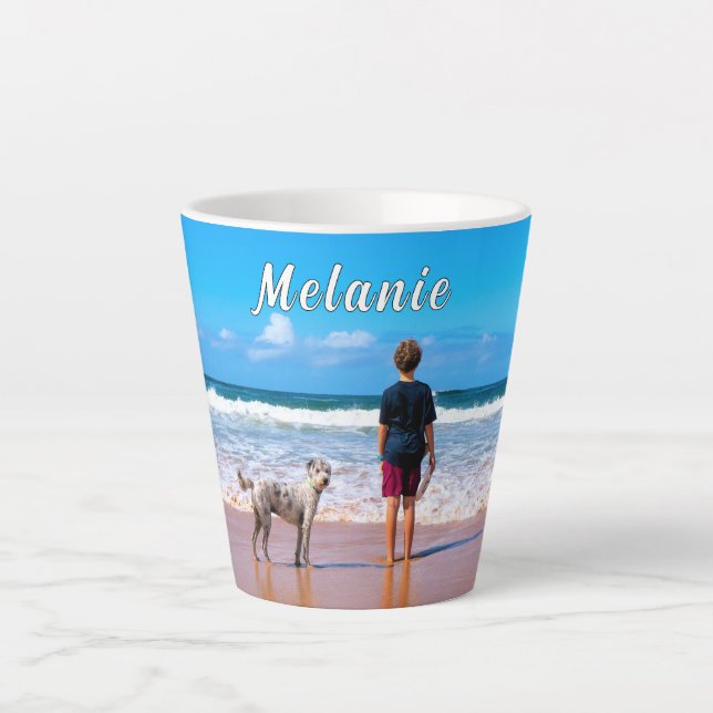 Your Pet Photo Latte Mug with Custom Name (Front)