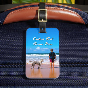 Your Pet Photo Luggage Tag with Custom Text Name