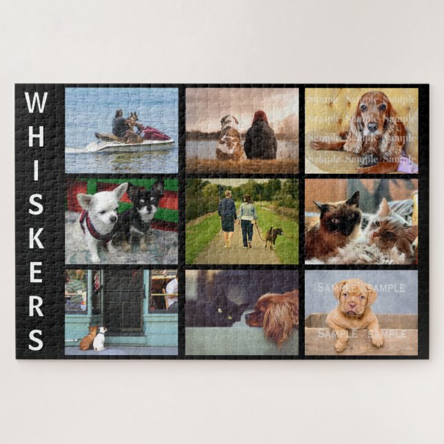 YOUR pet photo memorial collage keepsake with name Jigsaw Puzzle (Horizontal)