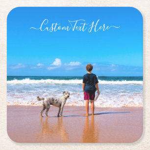 Your Pet Photo Paper Coasters Custom Text Name
