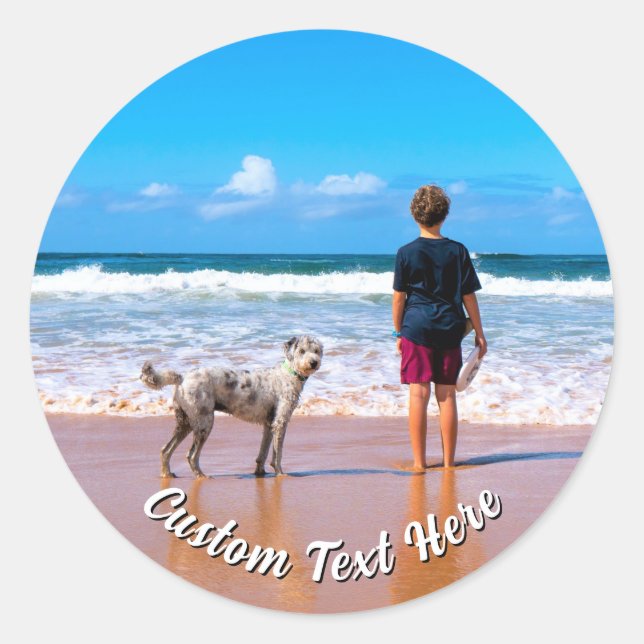 Your Pet Photo Stickers Personalized Text Name (Front)