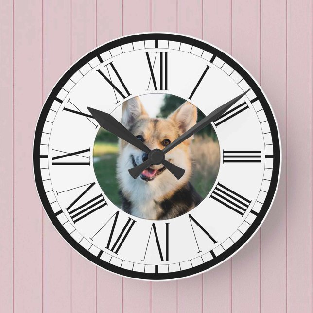 Your Pet Photograph on a Personalized Round Clock (Creator Uploaded)