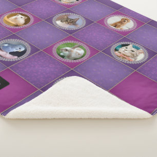 Your Pet Photos on Patched Memory Quilt - add Name Sherpa Blanket