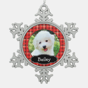 Your Pet Red Plaid Ornament Personalized