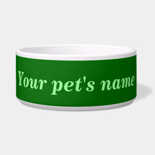 Your Pet’s Name With Green Background on Pet Bowl