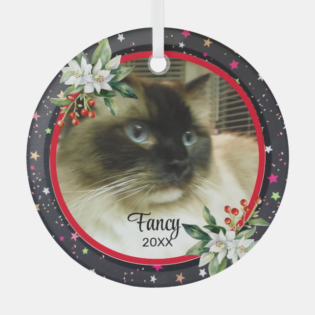 Your Pet's Custom Christmas Photo Ornament (Front)