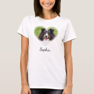 Your Pet's Photo In Heart Shape With Custom Text T-Shirt