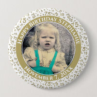 Your Photo 75th Birthday Number Pattern Gold/White