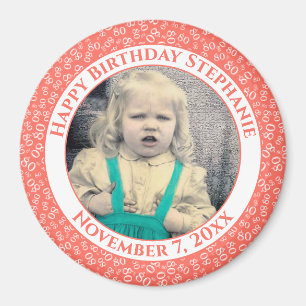 Your Photo 80th Birthday Number Pattern Coral Magnet