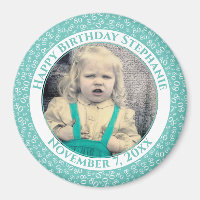 Your Photo 80th Birthday Number Pattern | Teal