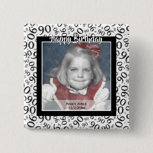 Your Photo 90 Random Number Pattern Black/White 2 Inch Square Button