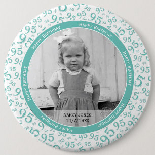 Your Photo:  95th Random Number Pattern Teal 6 Inch Round Button