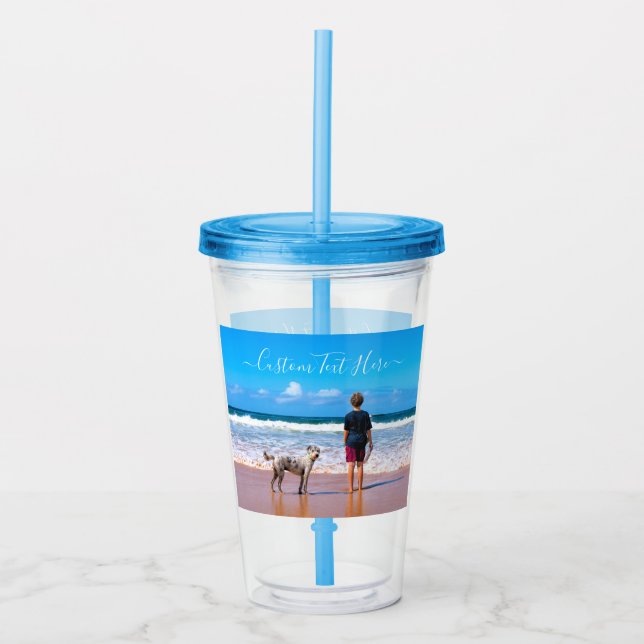 Your Photo Acrylic Tumbler with Custom Text (Front)