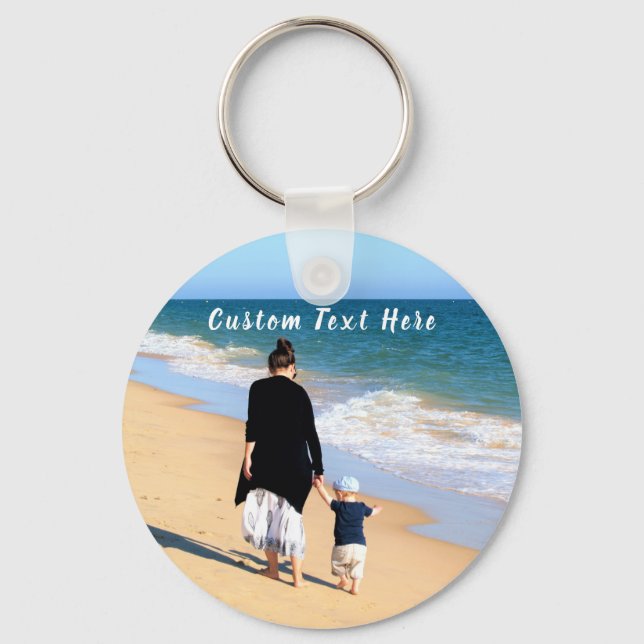 Your Photo aKeychain with Custom Text Keychain (Front)