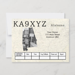 Your Photo Alabama Shaped Cutout Custom QSL Postcard