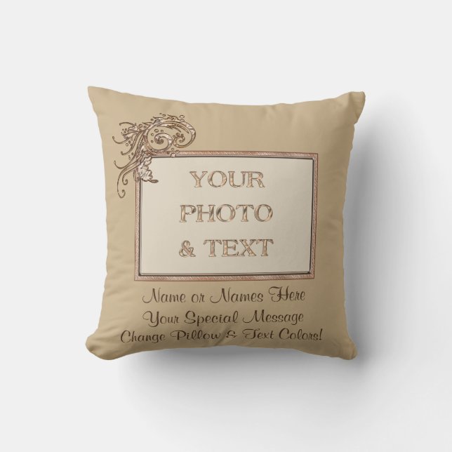 Your Photo and 2 Text Personalized Throw Pillows (Front)