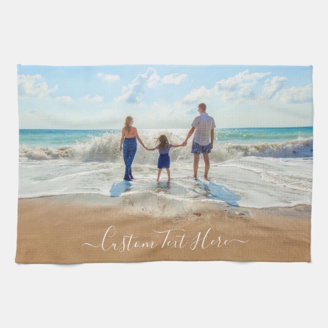 Your Photo and Custom Text Kitchen Towel (Horizontal)
