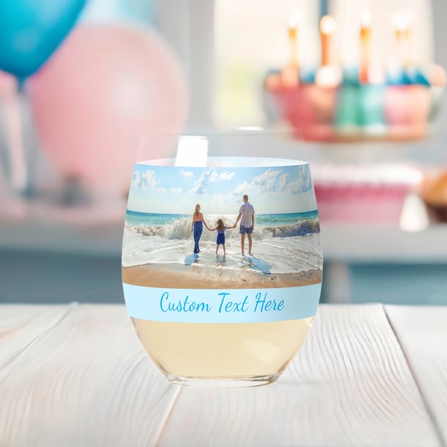 Your Photo and Custom Text Personalized Stemless Wine Glass (Insitu (Baby Shower))