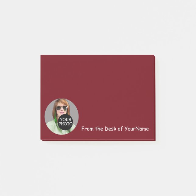 Your Photo and Message Customize Easily Burgundy Post-it Notes (Front)