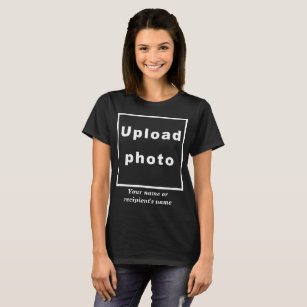 Your Photo and Name on Women's Dark Colour T-Shirt