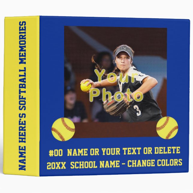 Your Photo and Personalized, Softball Photo Album Binder (Front/Spine)