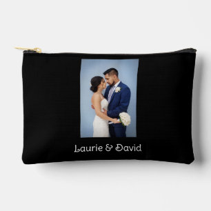 Your Photo and Text on Black Personalized Accessory Pouch