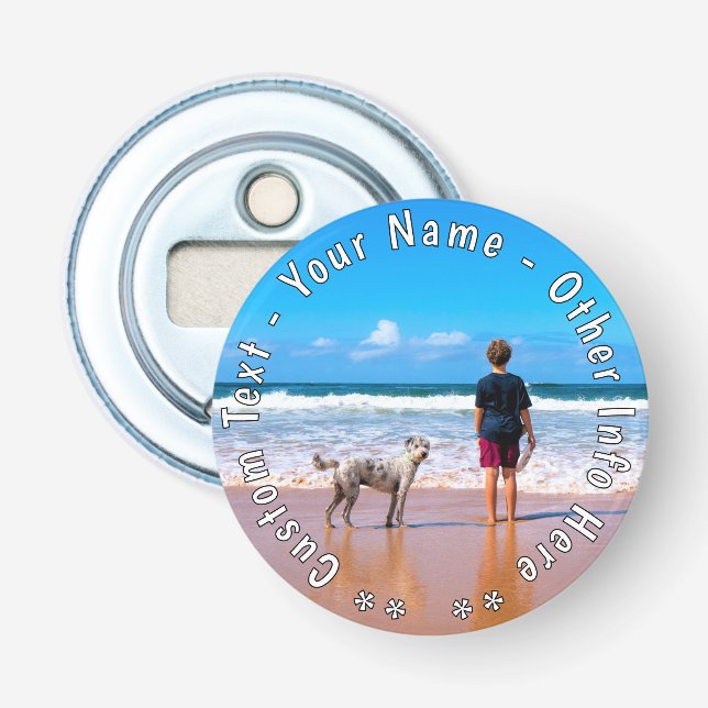 Your Photo Bottle Opener Gift with Custom Text (Front)