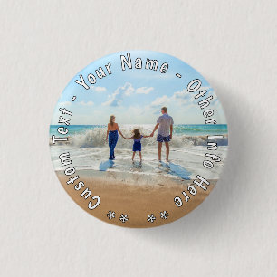 Your Photo Button Custom Text Personalized Gift