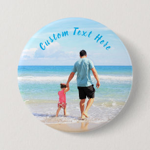 Your Photo Button Gift with Custom Text
