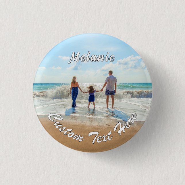 Your Photo Button Gift with Custom Text and Name (Front)