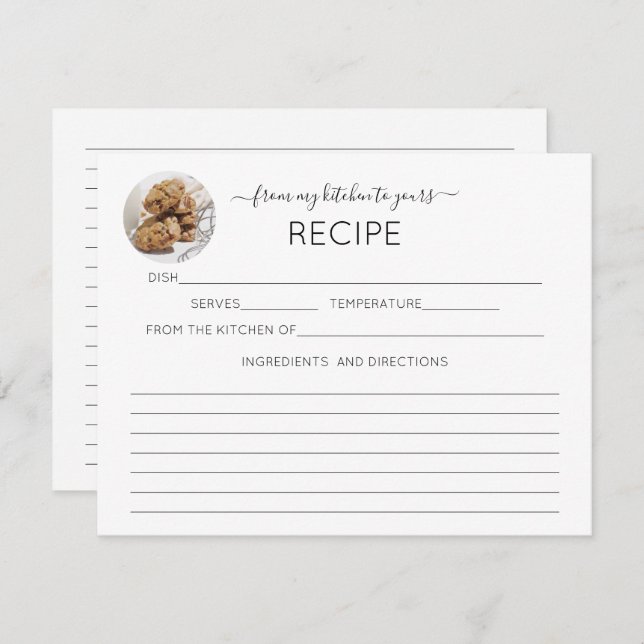 Your Photo Calligraphy Recipe Card (Front/Back)