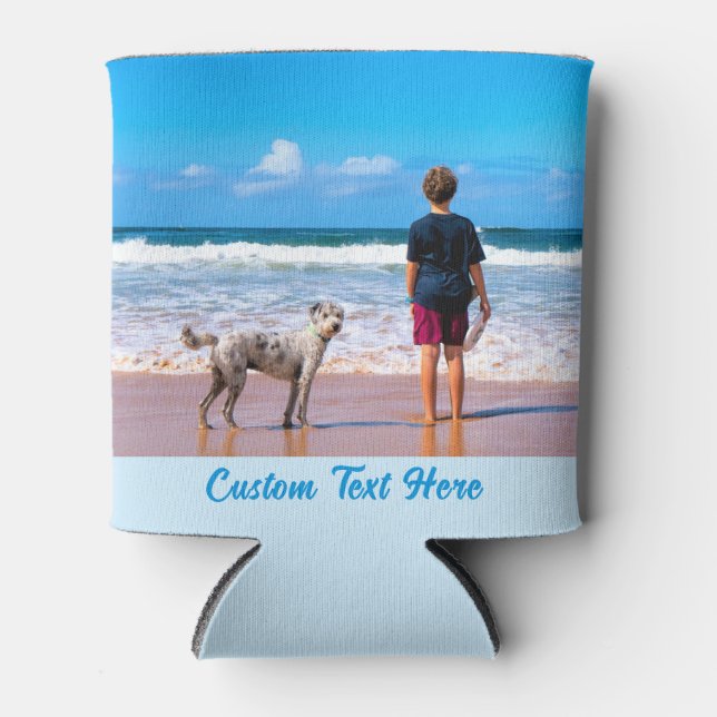 Your Photo Can Cooler with Custom Text (Front)