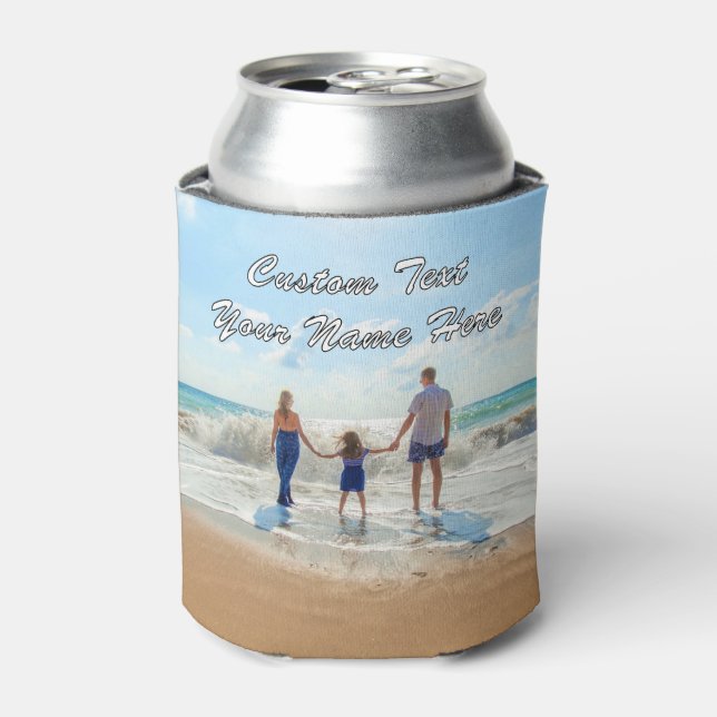 Your Photo Can Cooler with Custom Text Name (Can Front)