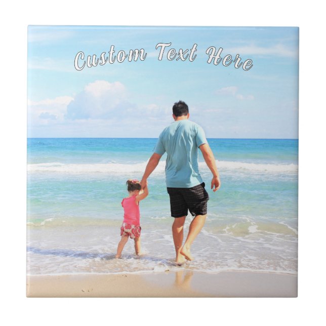 Your Photo Ceramic Tile with Custom Text (Front)