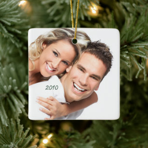 Your Photo Chandelier & Birds on Blooming Branch Ceramic Ornament